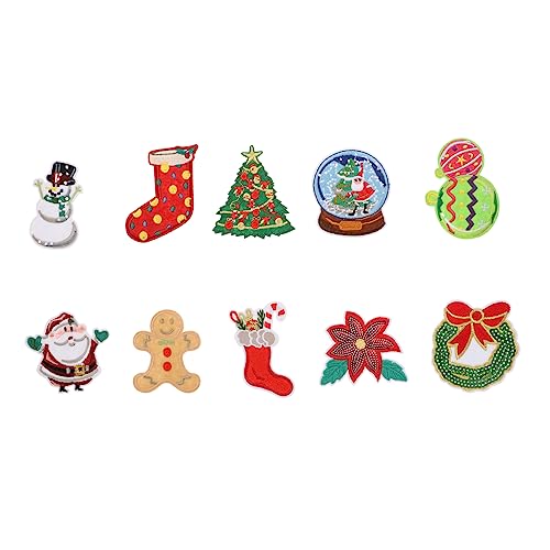 Tofficu 1 Satz Weihnachtspatch Stickerei Stickfaden Stoff Bausätze Bestickt Kleiderflicken Für Zu Hause Kleidungsstücke Kleidung Nähen Patch Einzigartiger Kleidungsfleck Polyester 10st von Tofficu