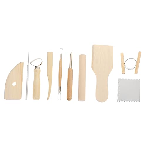 Tofficu 1 Satz Werkzeuge aus Ton clay tools ton werkzeug Ton-Handwerksbedarfssatz DIY Tonkunst Keramik-Modellierwerkzeug Keramik-Bildhauerwerkzeug Lehmschaber Töpferzubehör hölzern Beige von Tofficu