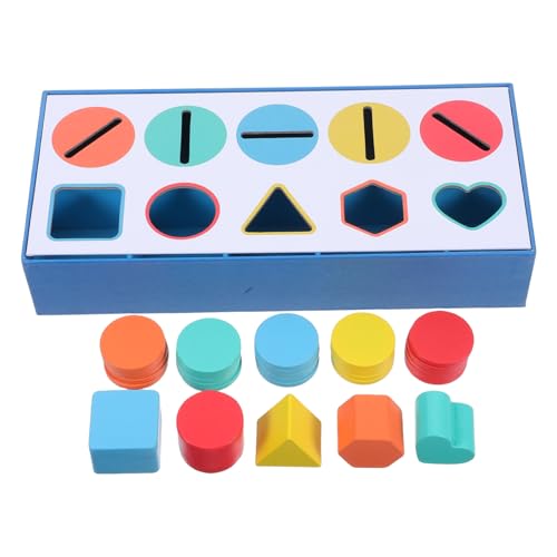 Tofficu 1 Schachtel Farbsortierbox Holz Sortierspielzeug Formen Sortierbox interaktives Kinderspielzeug Bekleidung Puzzlespielzeug Shape-Sorter-Spiel geometrische passende Blöcke von Tofficu