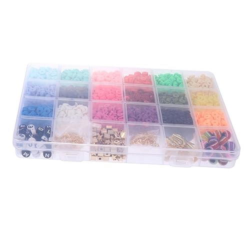 Tofficu 1 Schachtel Polymer-perlen-set Lose Perle Aus Perlen Für Die Herstellung Von Armbändern Flache Ohrringe Dekorative Perlen Tonperlen-armband-kit Runde Abstandsperlen Plastik von Tofficu