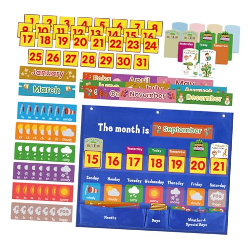 Tofficu 1 Set Kalender Wetter Hängetasche Lehrerkalender Taschendiagramm Klappkalender Für Das Klassenzimmer Kreiskalender Vorschulkalender Pinnwandkalender Kinderkalender von Tofficu