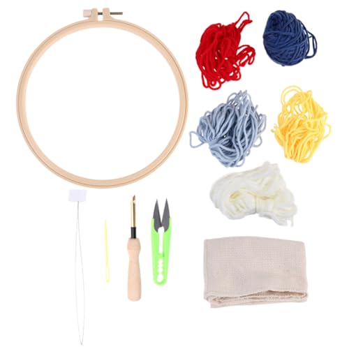 Tofficu 1 Set Stickerei-basis-kit Gestempelter Stich Leinenstoff Nadeleinfädler Zum Handnähen Bastelset Für Kinderarmbänder Stich-kits Sticksets Für Erwachsene Stickerei Seide Bambus von Tofficu