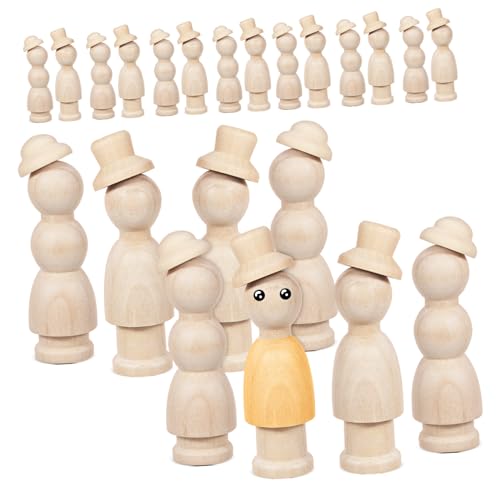 Tofficu 1 Set Unvollendete Peg-puppen, Holz-peg-leute, Leere Figuren, Holzmalerei, Kunsthandwerk, Schlichte Figuren, Dekorative Holz-people-pegs von Tofficu