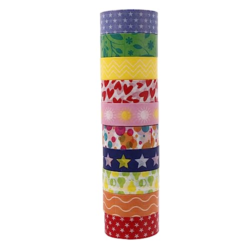 Tofficu 10 Rollen Dekoratives Washi Masking Tape Set Buntes Klebeband Für Scrapbooking DIY Journals Und Junk Journal Zubehör Ästhetisches Tropisches Design Für Kreative Projekte von Tofficu