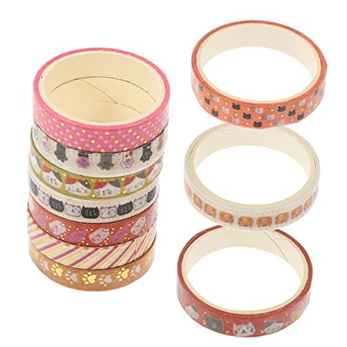 Tofficu 10 Rollen Heißpräge Washi Klebeband DIY Sammelalbum Dekorative Klebebänder DIY Papierbänder Kawaii Tiere Abdeckband Geschenkband Herzmuster Papierbänder Japanisches von Tofficu