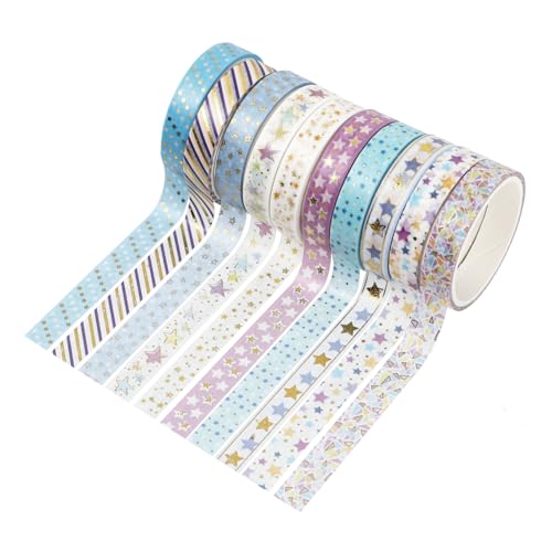 Tofficu 10 Rollen Heißpräge-Washi-Tape Fotoalbumband Abdeckband dekorative Bänder Planerbänder -Klebeband scrapbook scheckheft scrabook Band für Tagebuch Washi Tape abkleben Papier von Tofficu