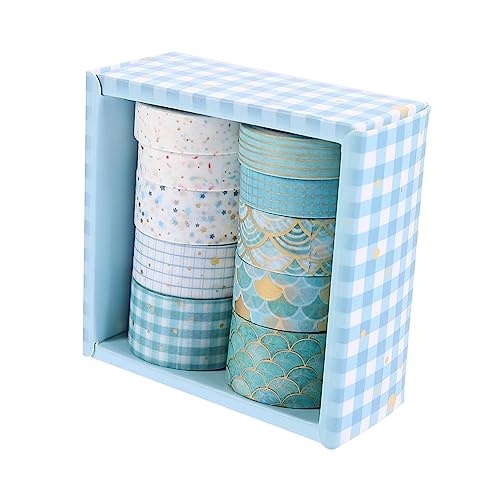 Tofficu 10 Rollen Heißpräge-Washi-Tape Tagebuchband Handwerk Washi-Klebeband Abdeckband Wickelband scrapbbok büromaterial the craft Zubehör für Papierklebeband Einklebeband aus Papier Blue von Tofficu