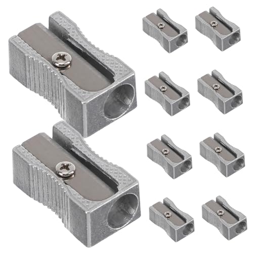 Tofficu 10 Stück Aluminiumlegierung Bleistiftspitzer Ein Loch Rechteckig Metallisch Silber Kompakte Anspitzer Für Präzise Spitzen Ideal Für Schule Und Büro von Tofficu