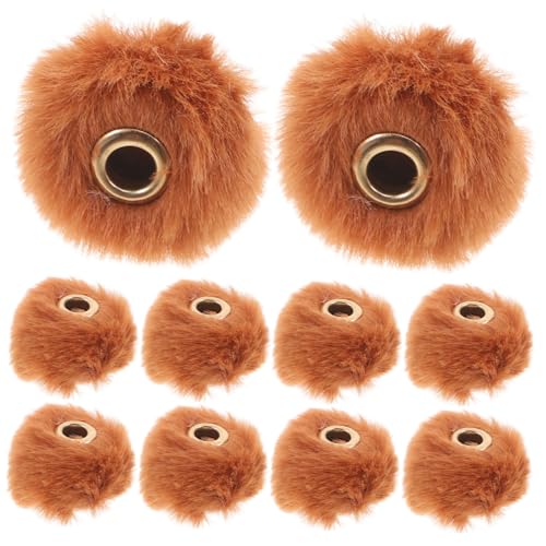 Tofficu 10 Stück Fellknäuel Anhänger Pompom Bastelbedarf Weiche Pompons Künstliche Pompons Pompons Zum Basteln Pompom Schmuckzubehör Pompom Perlenanhänger DIY Pompons Braunes von Tofficu