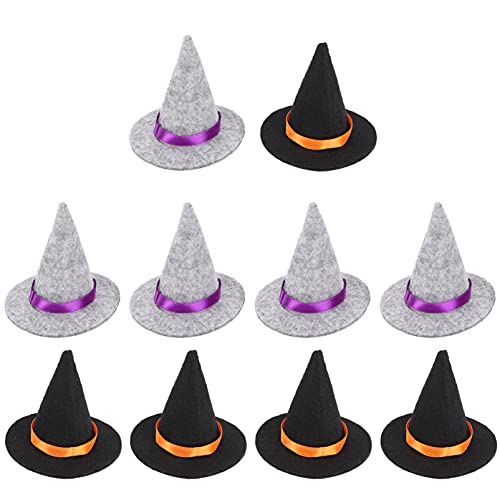 Tofficu 10 Stück Mini-Hexenhüte Aus Filz Handgefertigter Gewebter Zaubererhut Halloween-Diy-Mini-Partyhüte Für Haarschmuck Bastelarbeiten Für Kleinkinder Weinflaschendekoration von Tofficu