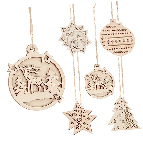 Tofficu 10 Stück Weihnachtsdekoration Aus Holz Weihnachtskugeln Ornamente Weihnachtsdeko Für Den Innenbereich Baumkekse Weihnachts Miniatur Ornament Kits Weihnachts Glänzende Mini von Tofficu