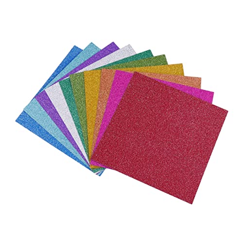 Tofficu 100 Blatt Glitzerpapier Papiermaterial 10 Bunte Handgefertigte Glitzerblätter Kartenmaterial von Tofficu