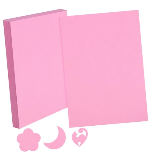 Tofficu 100 Stk farbiger Karton rosa Kopierpapier rosa Druckerpapier rosa Papier rosa Tonpapier rosa Plakatwand Karton rosa Papier zum Basteln farbiges Kartonpapier bunte Papiere von Tofficu