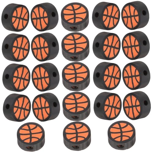 Tofficu 100St Kugelperlen aus Polymerton Basketball-Perlen Basketball-Anhänger Perlen-Anhänger bastel materialien schmuckbastelset Armband lose Perlen handwerkliche Lehmperle Polymer-Ton von Tofficu