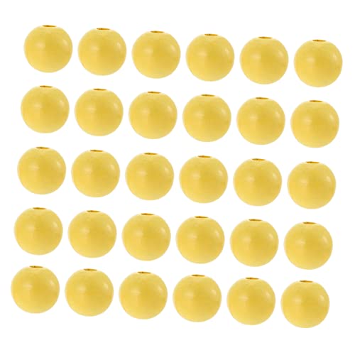 Tofficu 100st 14mm Farbige Holzperlen Mehrzweck-diy-perle Basteln Mit Diy-perlen Farbige Perlen Runde Perlen Für Diy Distanzperlen Selber Machen Diy-schmuck Makramee-perlen Yellow von Tofficu