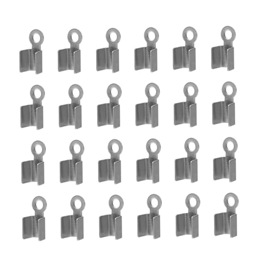 Tofficu 100st Glänzendes Clip-zubehör Faltbare Crimp-enden Halskettenverschlüsse Perlenkette Halskettenschnalle Pendel Halskette Kettenverbinder Crimp Umklappen Rostfreier Stahl Silver von Tofficu