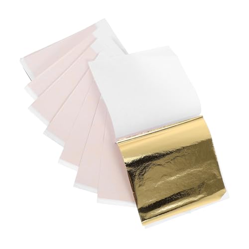 Tofficu 100st Imitierte Goldfolie Goldfolienpapier Dekorative Flocken Blattgold Malen Metallisches Geschenkpapier Goldloses Blatt Blattgoldpapiere Goldflocke Golden Eloxiertes Aluminium von Tofficu