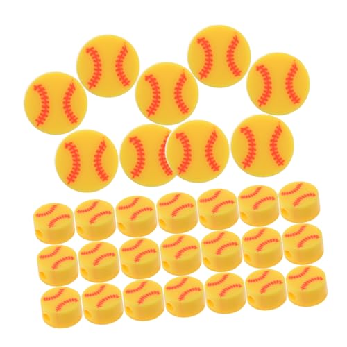 Tofficu 100st Polymer-ton-perlenarmband Flache Perlen Für Armbänder Softball-schmuck Baseball-armbandperlen Runde Lose Fußballperlen Baseballperlen Für Die Schmuckherstellung Yellow von Tofficu