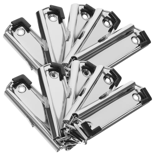 Tofficu 10St Aktenordner Brettclips schreiben Büro-Klemmbrett-Clips montierbare Clipboard-Clips Dateiclips schreiben Heftklammern groß Büroklammern große Clipboard-Clips Metall Silver von Tofficu