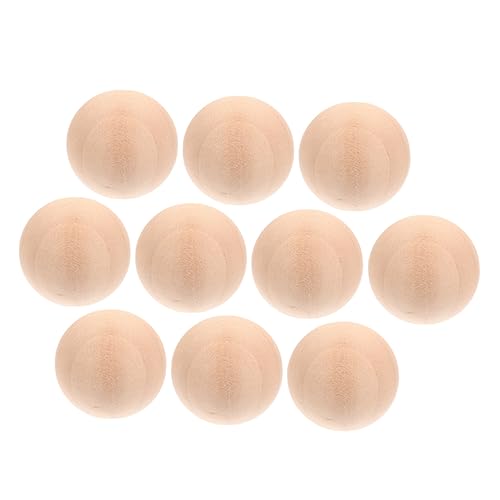 Tofficu 10St Holzkugel Mini-Baseball feste Kugel Kugeln aus Hartholz Stacheliger Massageball bemalte Kugel natürliches unfertiges Holzhandwerk Kinderhandwerk DIY-Zeichnung Bastelball Khaki von Tofficu