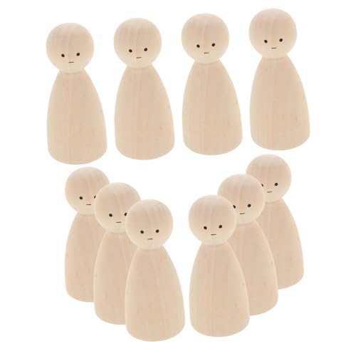 Tofficu 10St Marionettenpuppe unfertiges Puppenspielzeug Peg-Puppen Familie Steckpuppe DIY Malpuppe spielzeug für kinder Holzspielzeug Steckpuppen unvollendet Menschen aus Holz Beige von Tofficu