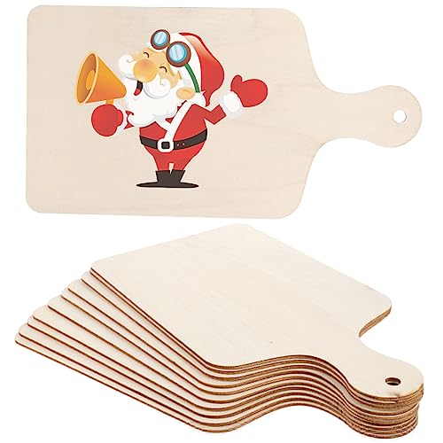 Tofficu 10St Quadratisches Holz schild Hackbrett Tablett für Schneidebretter Wurstbretter Schneidebretter mit Griff cutting boards küchenbrett Servierbrett dekoratives Holztablett von Tofficu