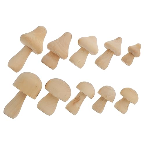 Tofficu 10St hölzerner Pilz weihachtsdeko wihnachtsdeko weinachtendecor Holzfiguren Set weihnchtsdeko Pilzkopfpuppe Pilze selber malen Dekor kinder basteln spielzeug Holz-Graffiti-Pilze von Tofficu