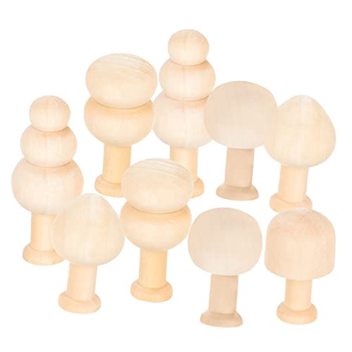 Tofficu 10St kleiner Holzpilz Steckpuppen unvollendet Mini-Pilzstatue einfacher Pilz Bricolage Miniaturen bastelmaterial bastel materialien basteln einfachen Pilz malen Holzpilze Lotusbaum von Tofficu