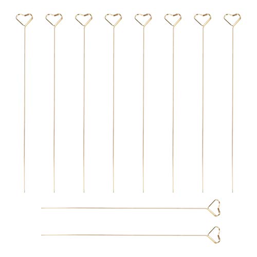 Tofficu 10St valentinstag karte Tischkartenhalter Memohalter Mini-Blumenstrauß Kartenclips in Herzform jubiläumskarte anniversary card Hochzeitsclips Festivalbedarf Plastik Golden von Tofficu