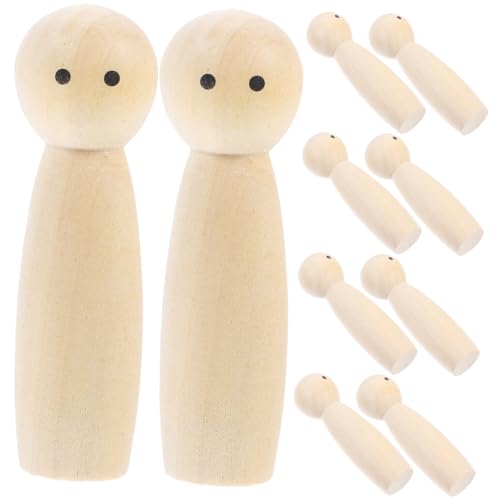 Tofficu 10st Diy-puppe Tragehilfe Für Babypuppen Unvollendete Puppe Zubehör Für Babypuppen Heimdekoration Wiedergeborene Babypuppen Peg-puppenkörper Bastelpuppe Aus Holz Hölzern von Tofficu