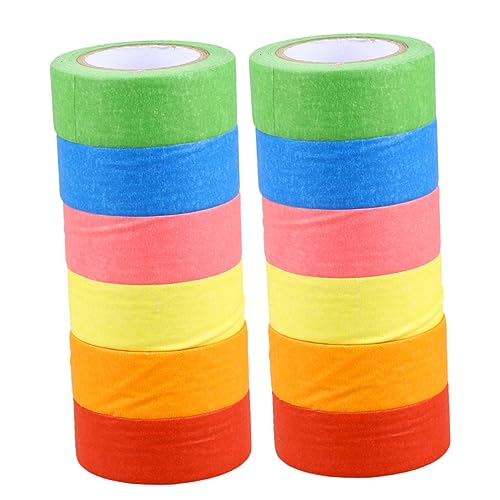 Tofficu 12 Rollen Abdeckband Beschriftungsband beige Sprühfarbe abklebeband blau farbiges Band farbiges klebeband maler klebeband Kunstmalerband Malerband selber machen Aufkleber Colorful von Tofficu