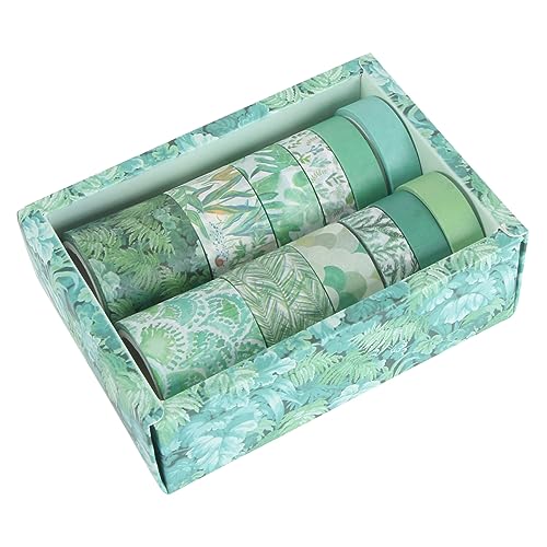 Tofficu 12 Rollen Klebeband aufkleber Bastelbedarf Geschenkbänder tagebuch dekor Klebebänder DIY-Bänder Kassetten für Fotoalben Scrapbooking-Bänder dekorative Bänder Papier Green von Tofficu