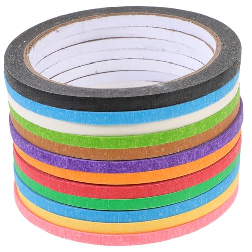 Tofficu 12 Rollen Washi-Tape Kunstfarbband Abdeckband aus Papier Abdeckband für Bastelarbeiten Abdeckband zum Lackieren Beschriftungsband klebeband Beschriftungsbänder DIY Bastelbänder von Tofficu