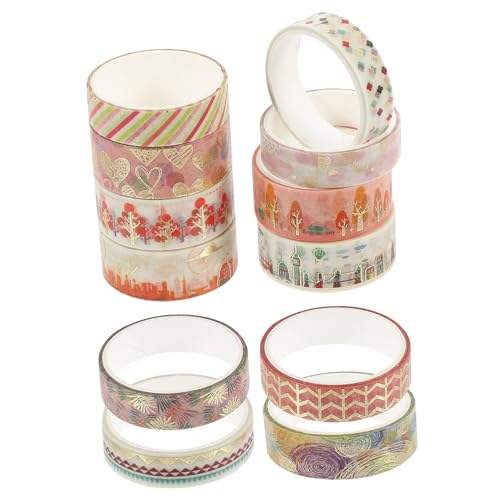 Tofficu 12 Rollen Washi Tape für Schüler basteln für kinder bastelmaterial für kinder Washi Tape zum Verpacken von Geschenken DIY Washi Tape dekoratives klebeband für einklebebuch von Tofficu