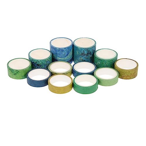 Tofficu 12 Rollen Washi-tape-set Farbiges Klebeband Japanisches Aufkleber Washi-papier Diy-bänder Diy Sammelalbum Abdeckband Blau Scrapbooking Washi-klebeband Farbband Pvc von Tofficu