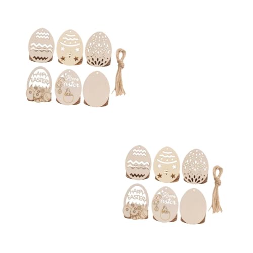 Tofficu 12 Sets Ei Holzspäne Ornamente Zum Basteln Des Deckels Hackschnitzel Hängeornament DIY Holzscheibe Holzausschnitte Ornamente Holz DIY Bastelarbeiten von Tofficu