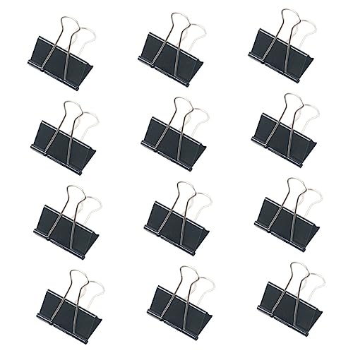 Tofficu 12 Stück Schreibwarenordner farbige Heftklammern Buchclips Tafelclips Büroprodukt Dateiordner büroartikel büromaterial paper holder Öl- -Clip Reißbrett-Clips Metall Black von Tofficu