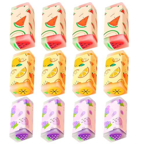 Tofficu 12Pcs Niedliche Fruchtgummis Für Kinder Früchte Malergummi Cartoongummi Schülern Schreibwaren Schulbedarf Party Gefälligkeiten von Tofficu