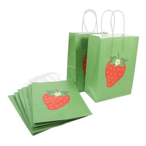 Tofficu 12St Erdbeer-Einkaufstasche Cartoon Geschenktüten Süße Papiertüten Süßigkeiten Tasche für Kinder Party Dekoration mit Erdbeeren Erdbeer-Dankestüten Gastgeschenke für Obst Green von Tofficu