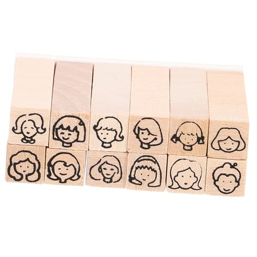 Tofficu 12St spaß scrapbooking-stempel stamp briefmarken kiloware the craft Mini-Symbolstempel Basteltintenstempel Ermutigen Sie Briefmarken kleine Holzstempel Stempel aus Ton hölzern von Tofficu