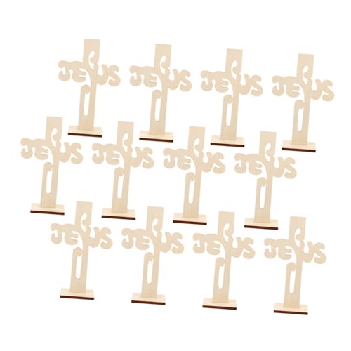 Tofficu 12st Holzkreuz Haushaltsausschnitte Handwerk Bewaldeter Span Unvollendete Holzausschnitte Partyzubehör Unfertige Holzspäne Dekorative Ausschnitte Ornament Beige Hölzern von Tofficu