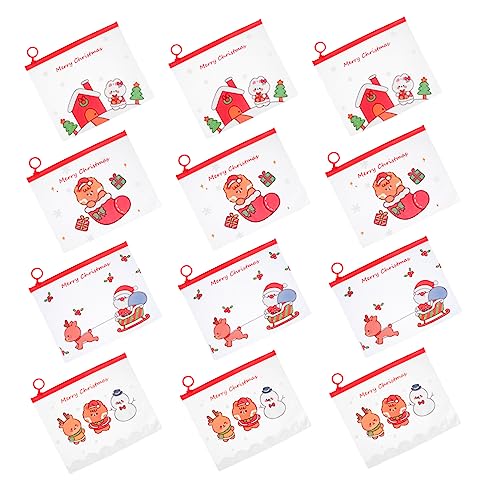 Tofficu 12st Tasche Für Weihnachtsringe Briefpapierbeutel Weihnachtsbriefpapier Tasche Für Büromaterial Zip-datei Taschen Transparente Dokumentenmappen Stifthalter Bürobedarf Pvc von Tofficu