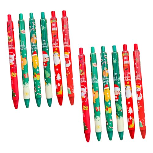 Tofficu 12st Weihnachtsstift Textmarker Kugelschreiber Punkt Weihnachtliche Tintenstifte Weihnachten Stationär Zuckerstange Stift Flüssigstift Weihnachten Kreativer Gelstift Glühen Plastik von Tofficu