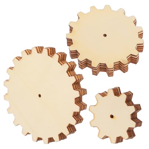 Tofficu 15 Stk Graffiti-Holzspäne Holzornament Kinderhandwerk Holzhandwerk Holzstücke Holzgears Zahnräder aus Holz Getriebeausschnitte aus Holz malen Ausschnitt Holzbretter Beige von Tofficu