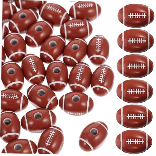 Tofficu 150 Stück Rugby-perlen Schmuck Sportfan Ballpumpe Perlen Für Armbänder Rocailles Fußballzubehör Fußball Sport Perlen Sport-abstandsperlen Diy Weihnachtsperlenzubehör Acryl von Tofficu