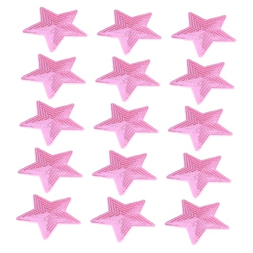 Tofficu 15St Fünf-Punkte-Sternpatch mit Pailletten Ringstecker Glitzer-Stern-Bügelflicken Dekorative Aufnäher Kleidung Verzierung Patches DIY -Nähsterne bestickte Applikationen Rosa von Tofficu