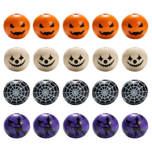 Tofficu 160 Stück Halloween Holzperlen DIY Zubehör Luftfarbe Quelle Batch Kompressor Handdekorative Armbänder Dekorative Schutzhülle Waschmaschine Kabellose Farbe Gefälschte von Tofficu