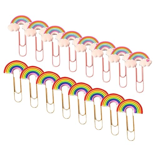 Tofficu 16st Regenbogen-büroklammer Wandteppich-clips Zum Aufhängen Binder Büroklammer Halter Für Büroklammern Streifen Lesezeichen Büroklammern Herz Büroklammern Miniclips Colorful Pvc von Tofficu