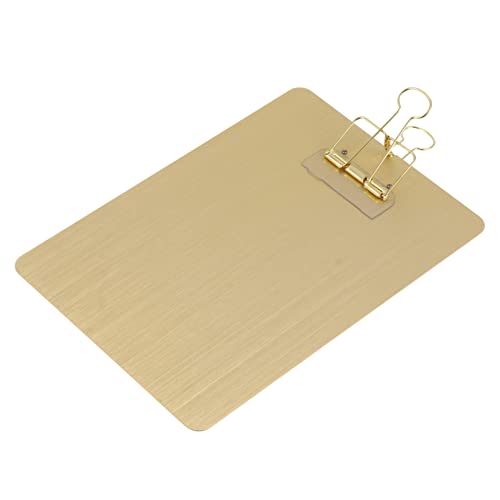 Tofficu 1Stk A5 Notiz schiene Klemmbretthalter dokumentieren Clips Spender Bar clipboard Schreibbrett mit Klemme Schreibbrett mit Clip schulsachen Papierhalter Menü Zwischenablage Golden von Tofficu