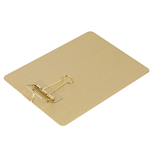 Tofficu 1Stk A5 Notiz schiene gefüttert handhaben Veranstalter rostfrei clipboard Schreibbrett mit schulsachen Zwischenablage schreiben Papierhalter Klemmbrett Golden von Tofficu